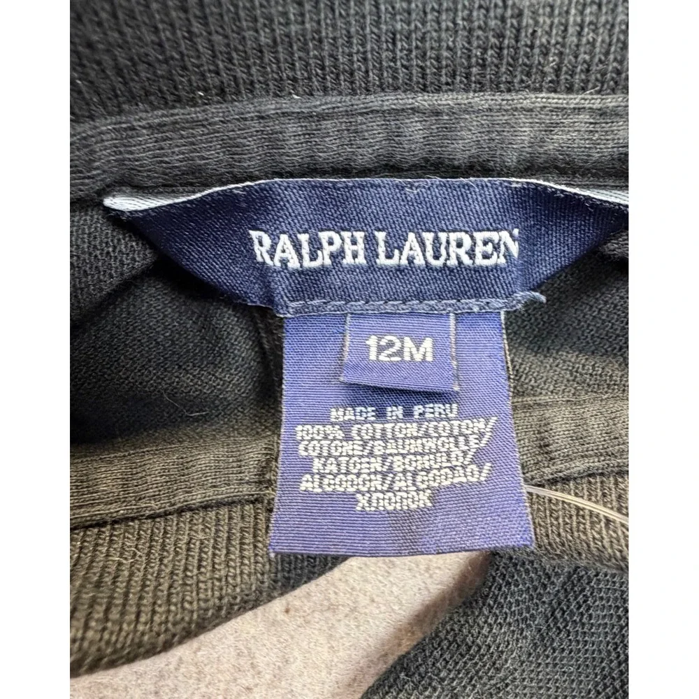 Ralph Lauren Polo Dress Girls 12M Black Peplum Triple Pony Long Sleeve‎